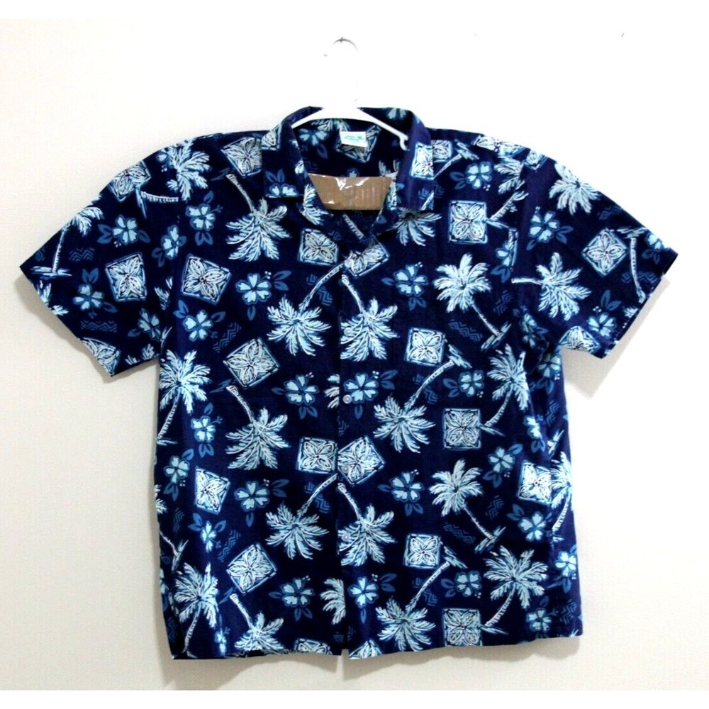 Jade Fashions Made in Hawaii Aloha Hawaiian Mens Shirt Size XXL Blue  Vintage